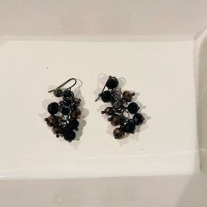 Black bead dangle earrings
